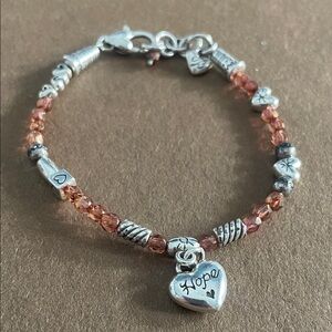 Brighton HEART HOPE Charm Beaded Bracelet